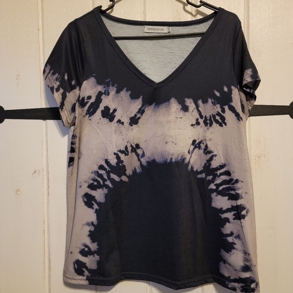 Misslook Womens Top Short Sleeve Blue Tie Dye Size Medium - Picture 1 of 4
